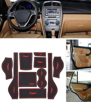 

Car Door Groove Mat Gate Slot Cup Armrest Storage Pad Mat For Chery Tiggo 2011 2012 2013