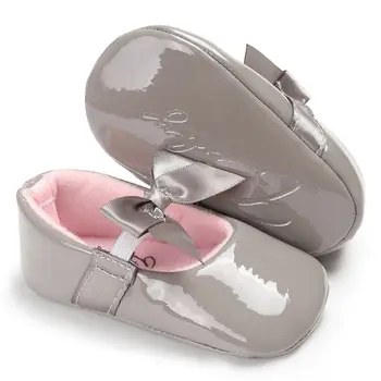 

Newborn Baby Girls Princess Candy Colors Shoes Crib Baby Infant Toddler Kids First Walkers Patent leather Big Bow Solid Shoe
