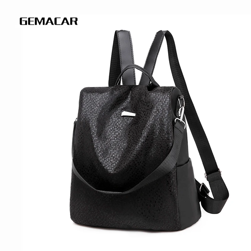 

Fashion Women Large Backpacks With Sequins Leisure Knapsack Travel Bookbag Oxford Cloth Black Red Shoulder Bags Large capacity