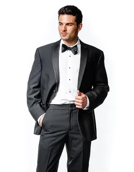 

2017 Brand-clothing New Style Groom Blazers Notch Lapel Two Buttons Man Dress Terno Masculino (Jacket+Pants+Bow Tie)