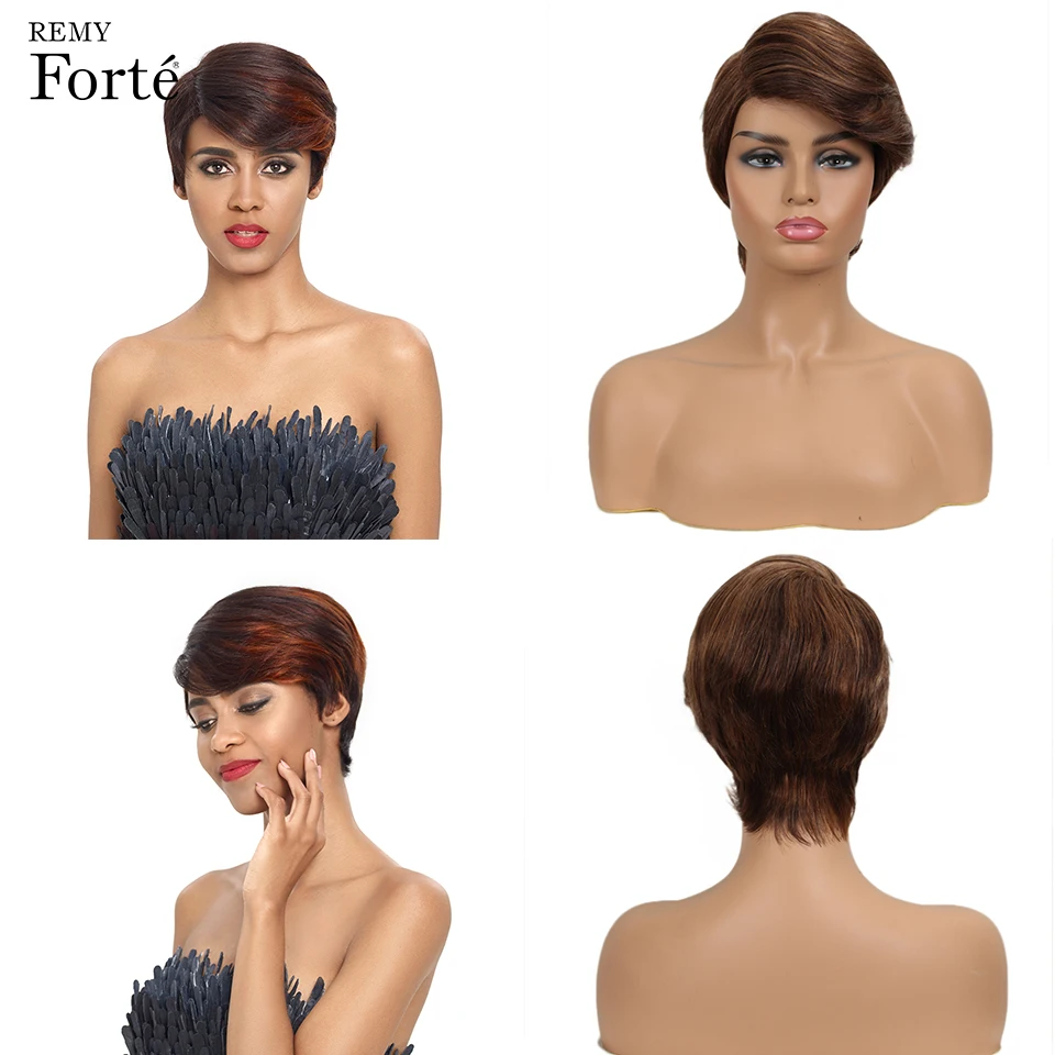 

Remy Forte Short Real Lace Human Hair Wigs 100% Remy Peruvian Hair U Part Lace Wigs Ocean Wave Colored Breathable Cheap Wigs