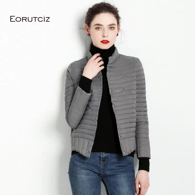 

EORUTCI Winter Duck Down Coat Women Short Ultra Light Jacket Slim Vintage Casual Autumn Coat LM514