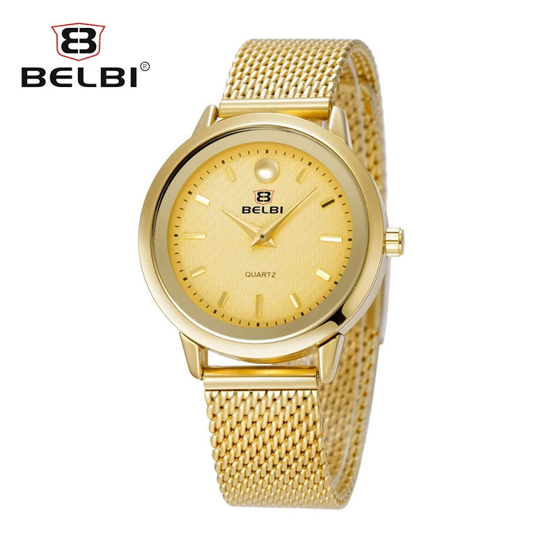 

BELBI Steel Mesh Gold Watch Women Watches Top Brand Luxury Japan Movement Quartz Thin Ladies Watch Waterproof Clock