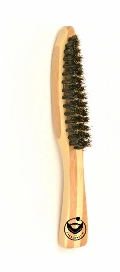20pcs Bamboo Wood Stripe Pattern 17CM Handle BrushBoar Bristle Beard Brush For Men Beard Care Can Engrave Logo