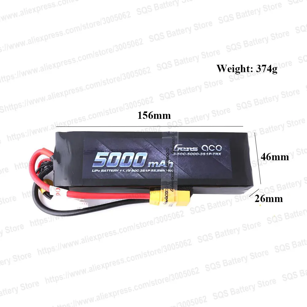 Gens ace Lipo аккумулятор 11,1 V 5000mAh Lipo 3S аккумулятор 50C TRX штекер батареи для Slash VXL Slash 4x4 VXL E-Maxx бесщеточный