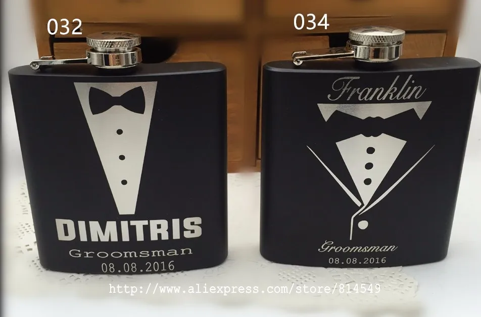 Free Personalized Engraved 6 oz Stainless Steel Black Hip Flask ,Groomsman or Best man gift , Birthday gift ,PASSED FDA TEST