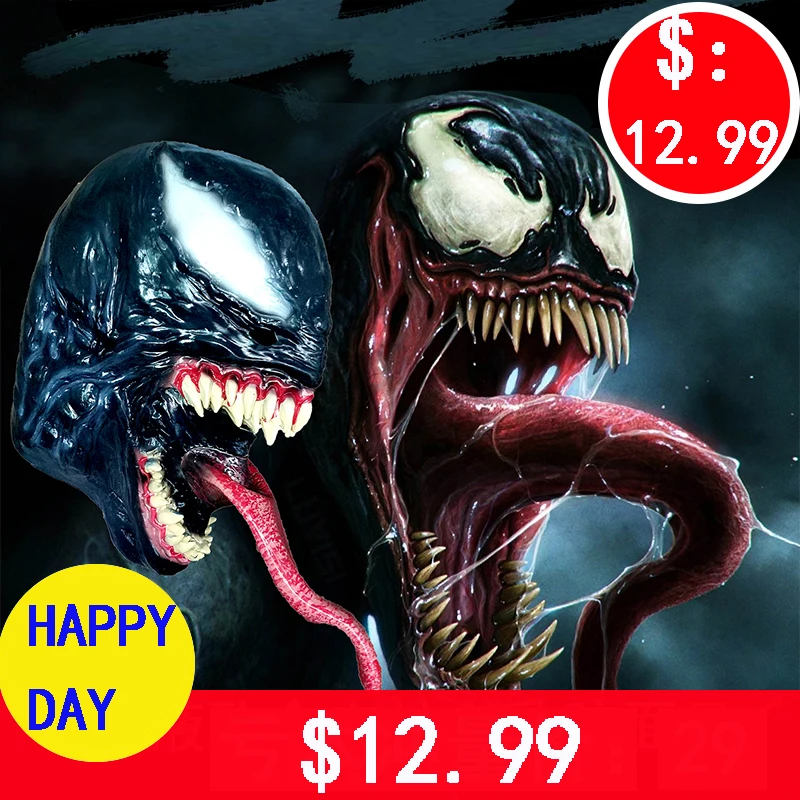 

Superhero Spiderman Venom Mask Cosplay Spiderman Edward Bullock Dark Superhero Venom Latex Mask Halloween Party Mask