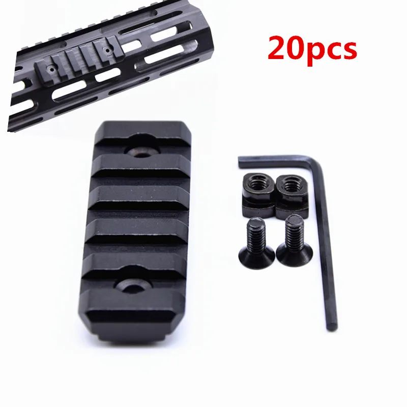 

20 pcs 5 Slot Black MLOK Rail Section AR15 M4 M16 M-lok Handguard 20mm Picatinny Rail Adapter Tactical Ultrathin rail base