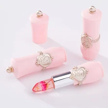 Увлажнитель длительного действия прозрачная Глод фольга цветы Желе Помада реагирует на температуру цвет меняющий бальзам для губ Косметика