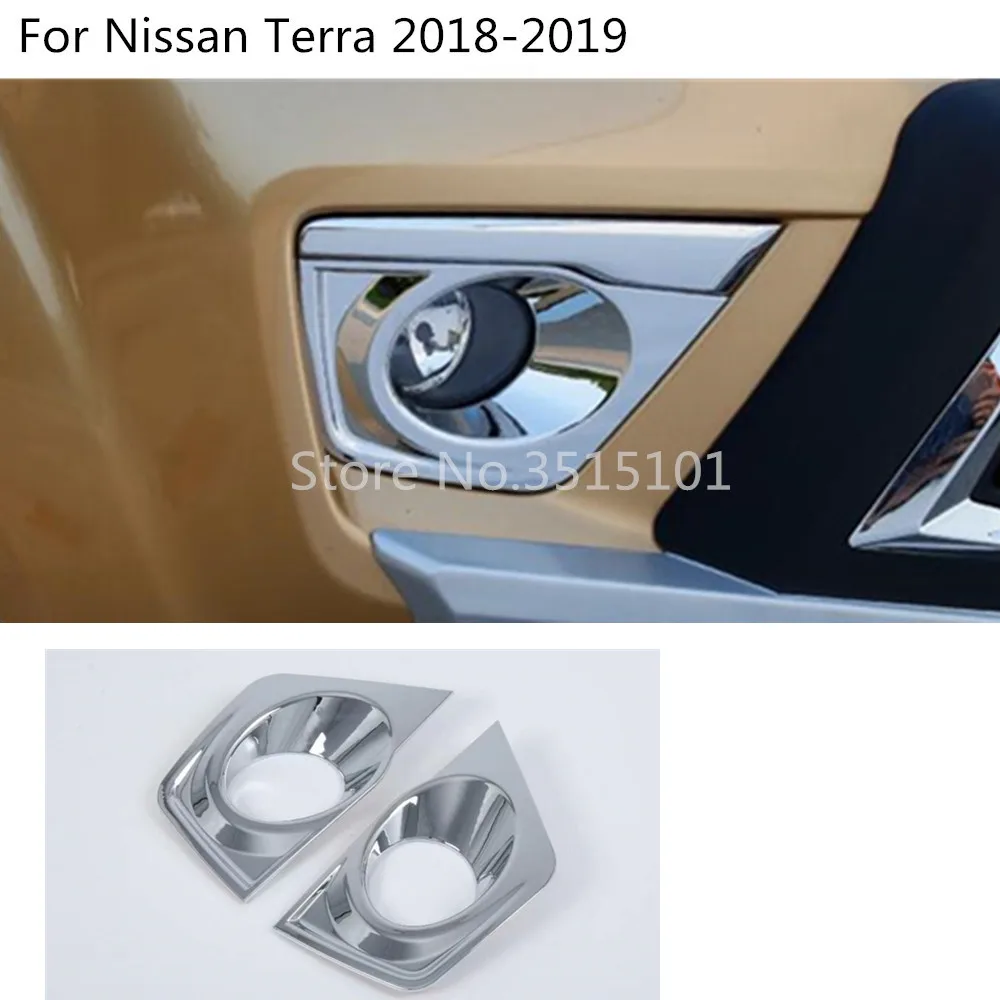 Car body cover detector ABS Chrome front head fog Light Lamp Trim frame moulding 2pcs For Nissan Terra 2018 2019 2020 | Автомобили и