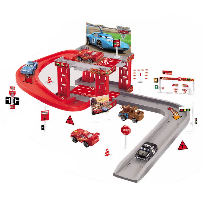 Disney Pixar Cars 3 Lightning Mcqueen Mater sherif Track автостоянка пластиковые игрушки модель