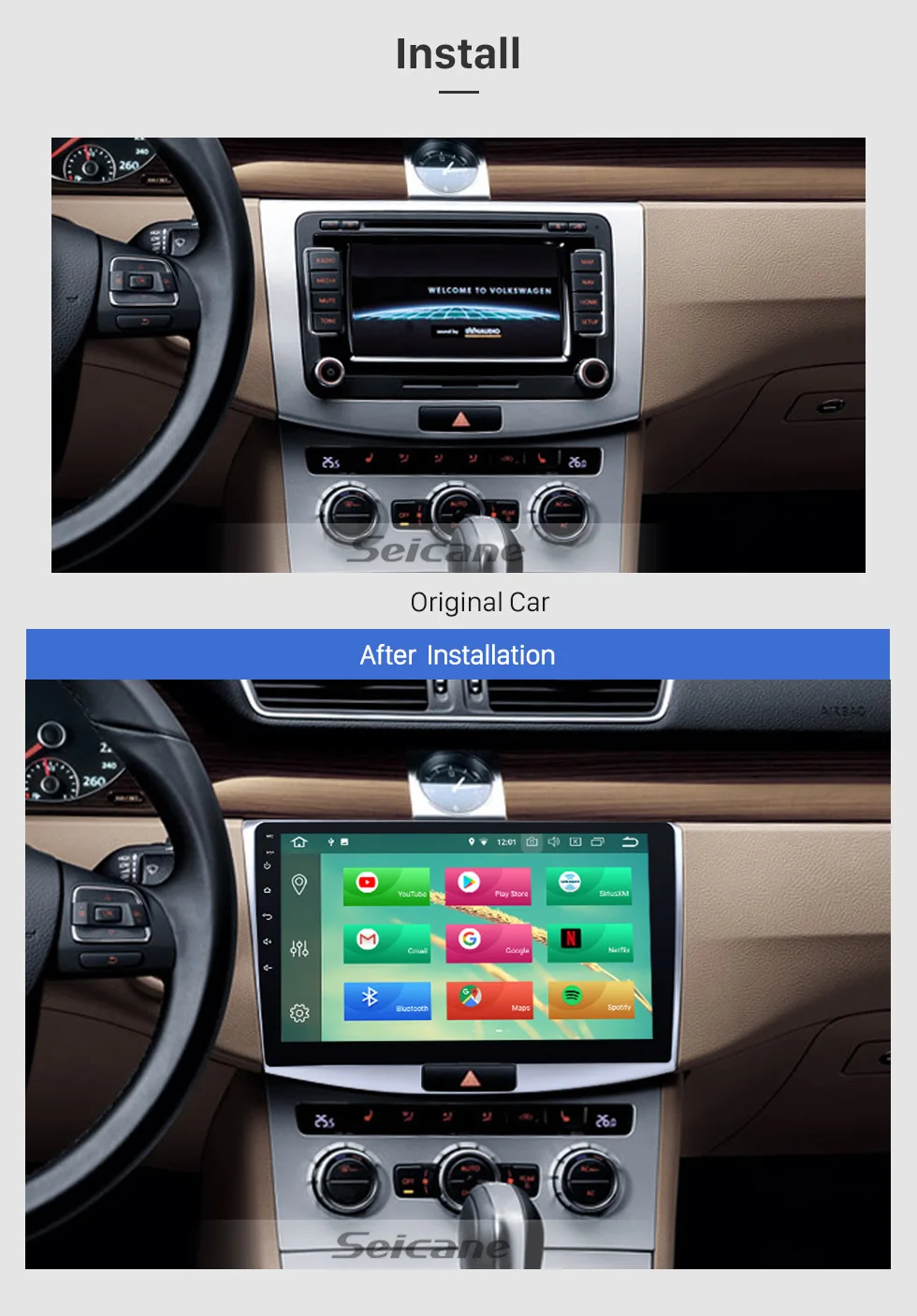 Best Seicane Octa-core 10.1" Android 8.0 Car Radio Multimedia Player GPS Navigation For 2012-2014 VW Volkswagen Magotan With 4G RAM 4