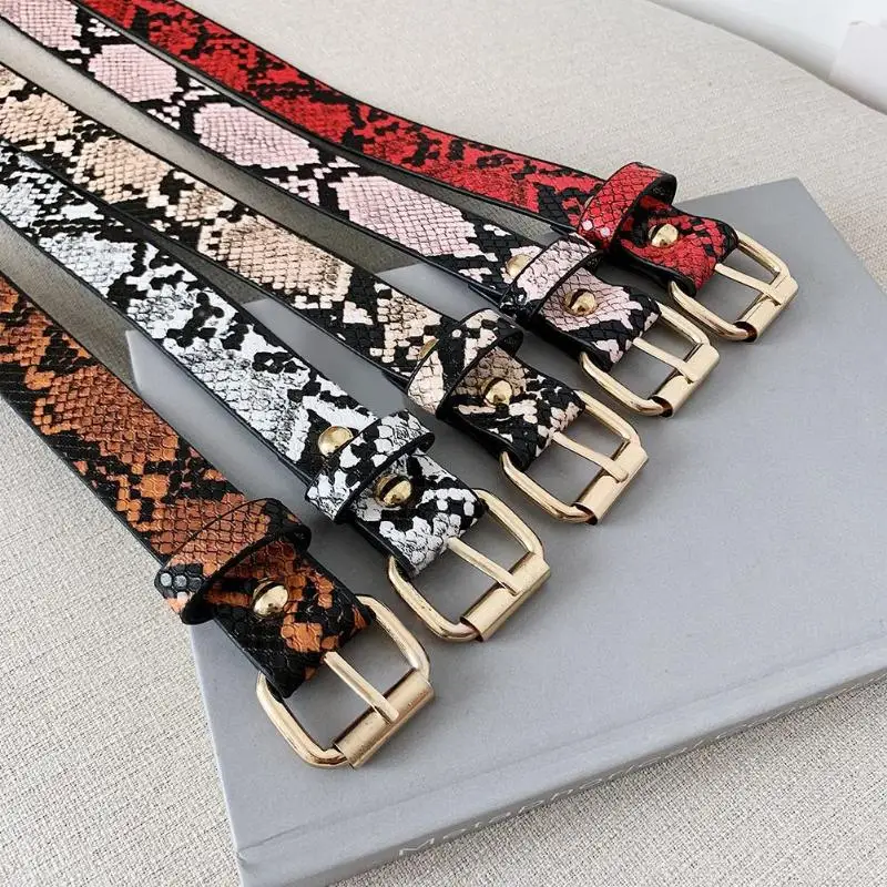 Женские ремни из искусственной кожи со змеиным принтом повседневные