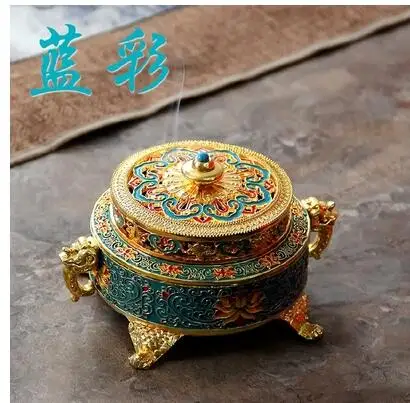 

Cloisonne color disc burner copper The temple incense