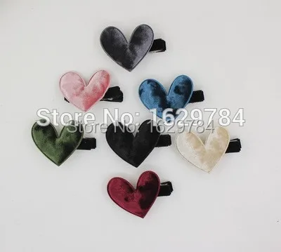 Wholesale-20pcs-7C-Fashion-Velvet-Cute-Heart-Girls-Hairpins-Solid-Kawaii-Baby-Girls-Hair-Clips-Kids
