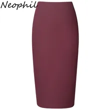 Neophil 2018 Summer Sexy Ladies Chiffon Pencil Skirts Midi High Waist Stretch Slim Casual Pink Black Office Work Wear Saia S0311