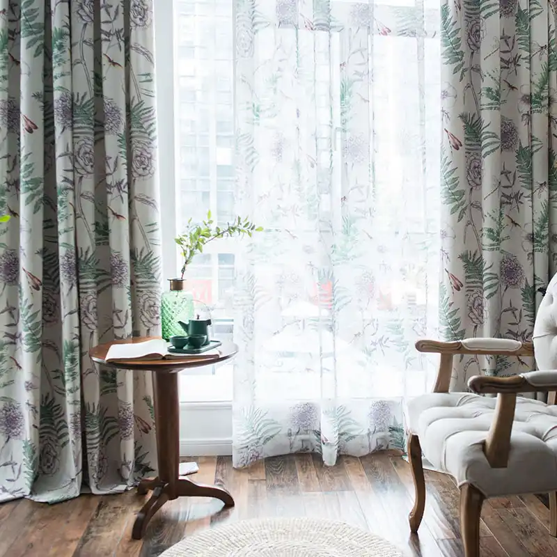 Modern Printing Cotton Floral Curtains For Living Room Country Style Floral Kitchen Cortinas Bedroom Window Screen Single Panel
