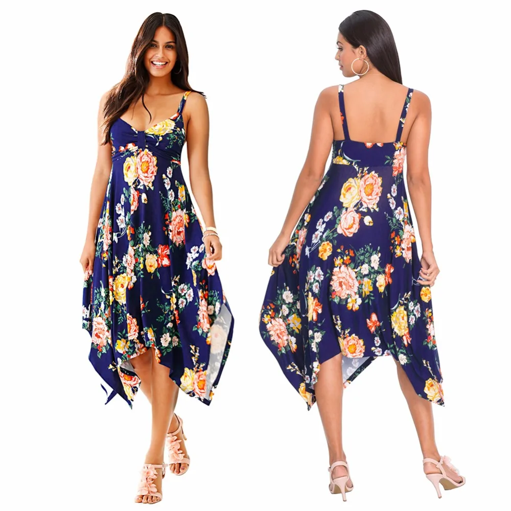 Womens Strapless Floral Print Knee length Dressin Dresses from Women's Clothing on Aliexpress