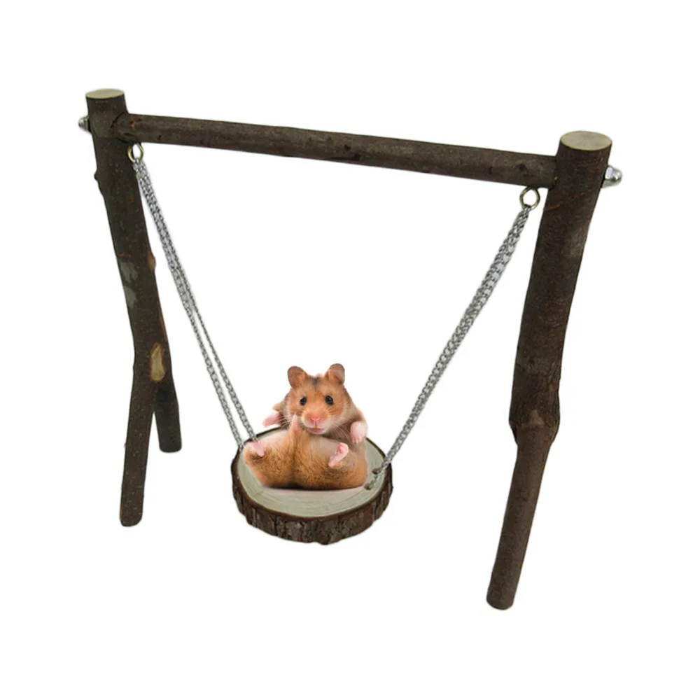 

Natural Wooden Hamster Toys Small Pet Swing with Holders Chew toys For Chinchillas/Guinea Pigs Funny Toys Play Toys