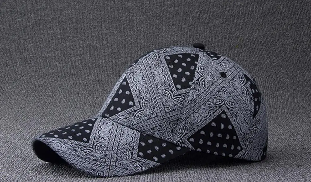 30pcs Designer Men Black Paisley Baseball Cap 6 Panels for Spring