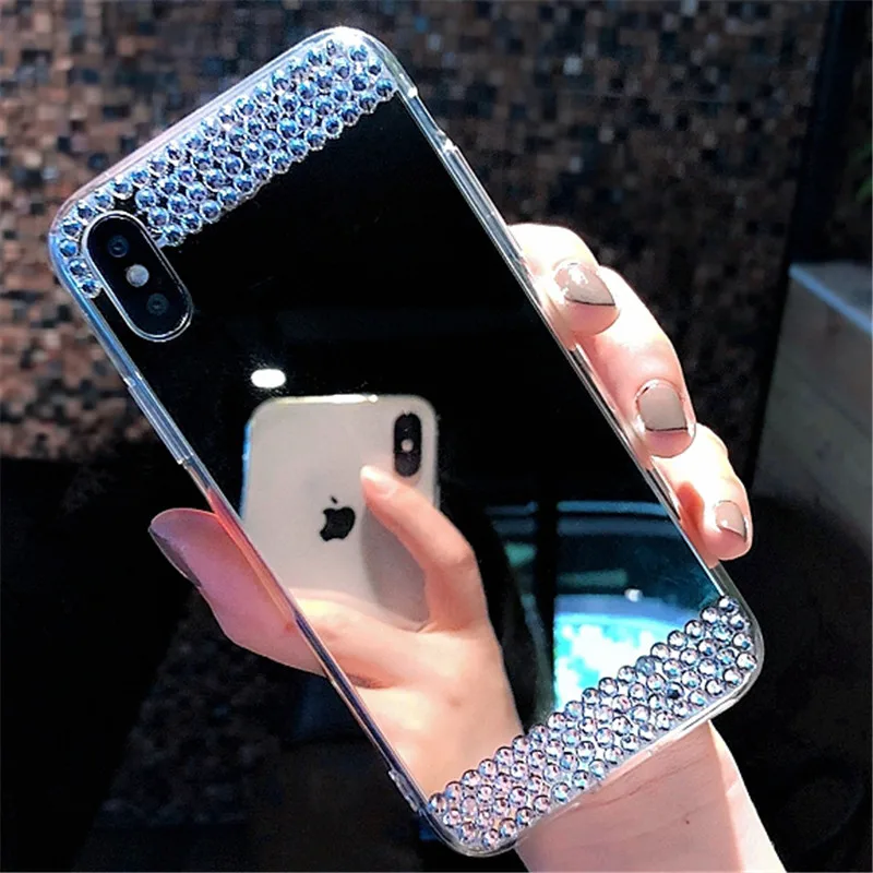 

For Samsung Galaxy A6 A7 A8 2018 S5 S6 S7 Edge S8 S9 S10 Plus Lite J2 J5 J7 Grand Prime Rhinestone Mirror Plating Case Cover