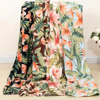 

5Meters Spring Summer Printed Chiffon Textile Non-transparent Curtain Skirt Floral Printing Chiffon Silk Plain Fabric Sheer