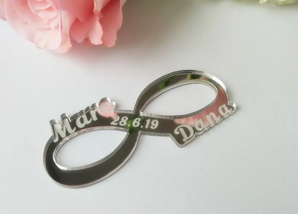 

Acrylic Custom Mirror, Engraved Acrylic Mirror Bride Groom Names Save the Date Magnet for Table Settings Souvenirs Gifts