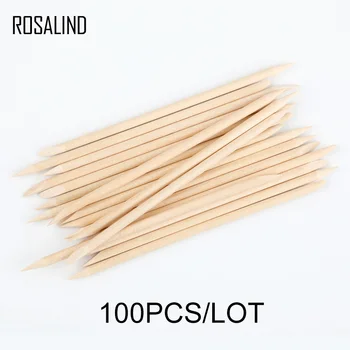 

ROSALIND 100PCS/Lot Orange Sticks Wood Cuticle Pusher Nail Art Remover Set For Manicure Pusher for Nails