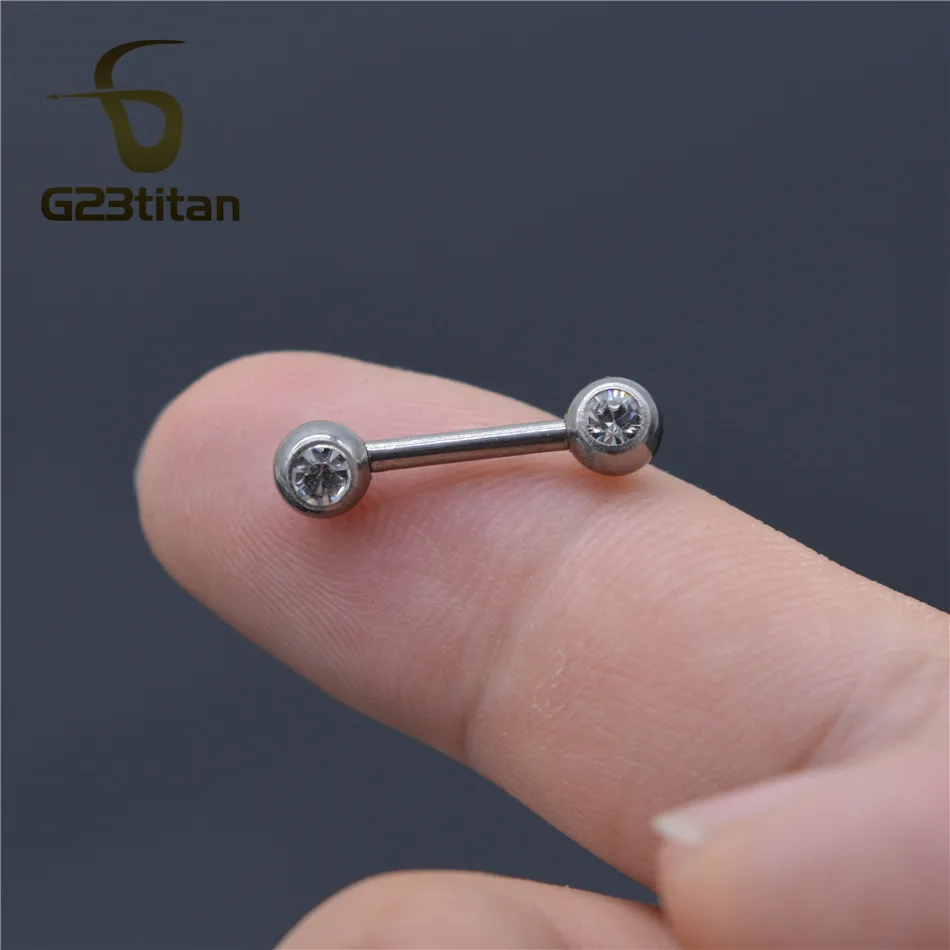 G23titan в стиле "хип-хоп", 2 шт 14 г G23 Титан кристаллический ниппелевый кольца для мужчин и женщин сексуальные украшения для тела с внутренней резьбой прямая штанга