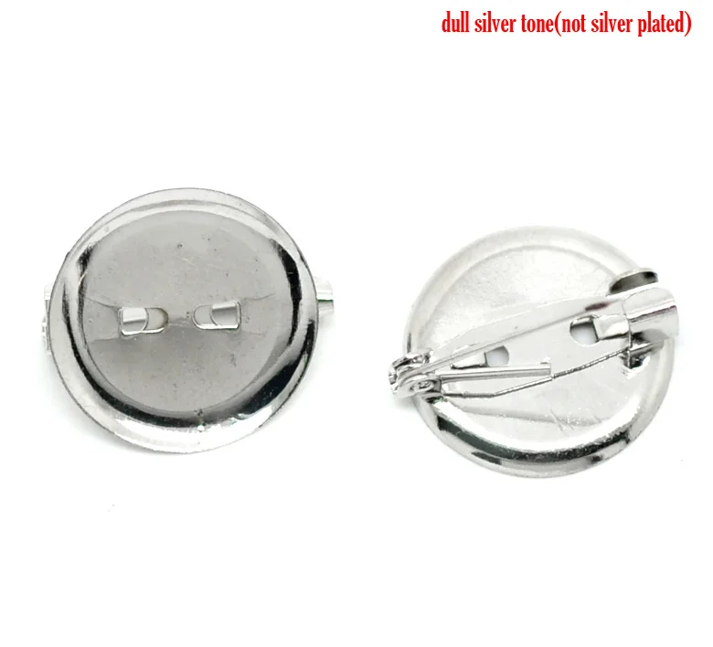 

DoreenBeads 100PCs dull silver color Round Cabochon Setting Brooches 20mm Dia.(Fit 18mm Dia.) (B18664)