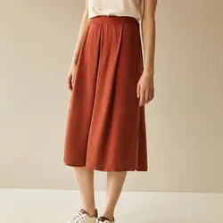 2019 Новая женская юбка миди с высокой эластичной талией