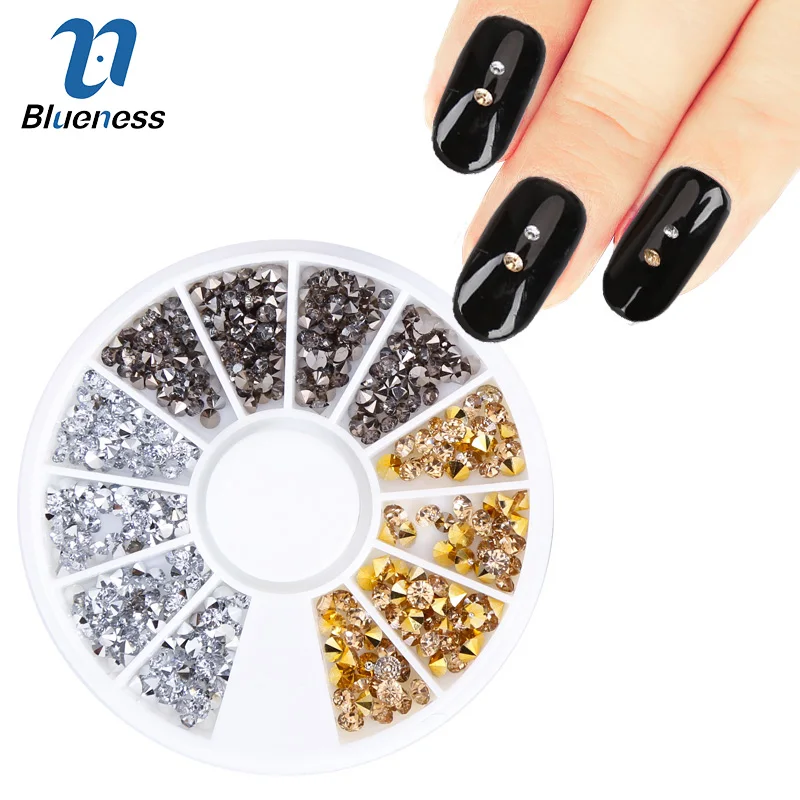 1 Wheel Charm Colorful 3 Colors AB Resin Rhinestones For Nails Art