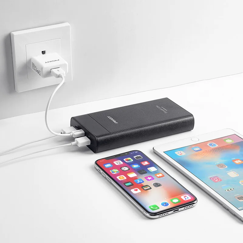  PISEN LED 20000mAh banco de energía tipo C Micro USB batería externa de teléfono Dual USB de carga 