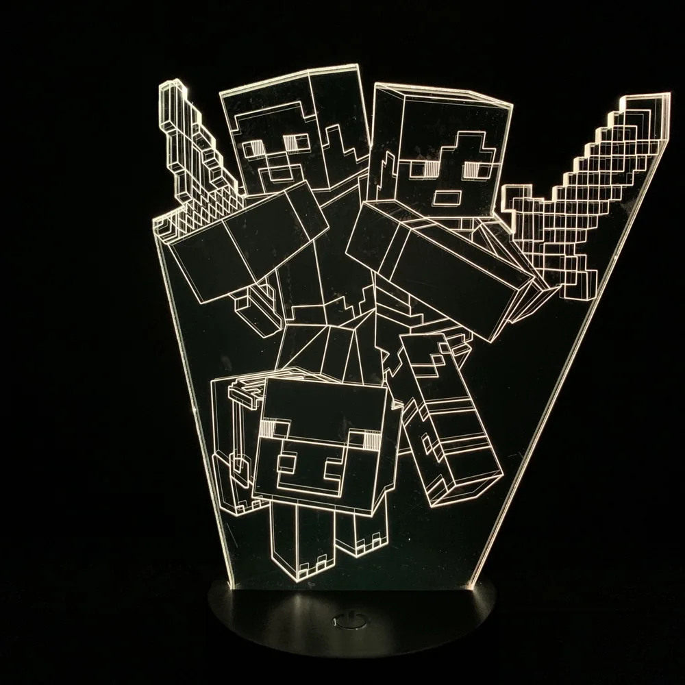 

Minecraft Led Night Light Stand-alone Games 3D Deco Optical Markus Persson Steve USB Gift for Infant Holloween Festival 3d Lamp