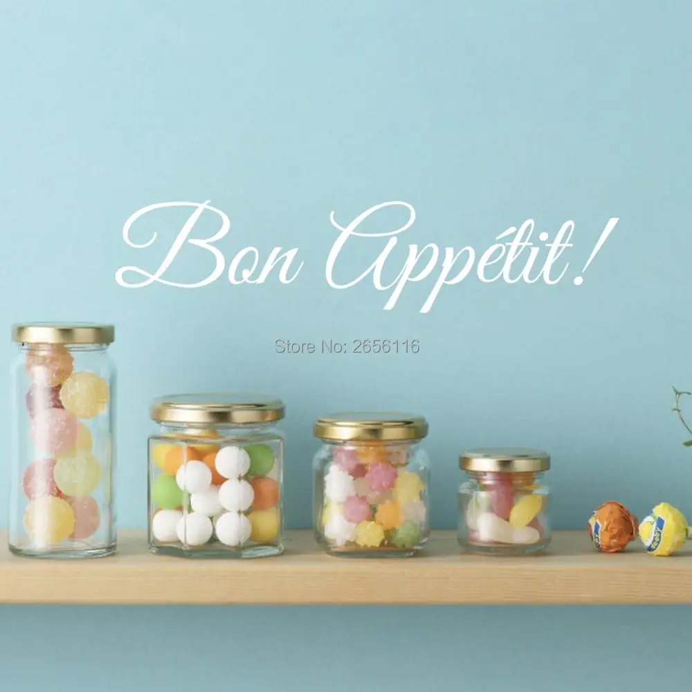 

French Quotes Wall Decals Bon Appetit Art Lettering Vinyl Stickers for Kitchen Dining Room Restaurant Decor