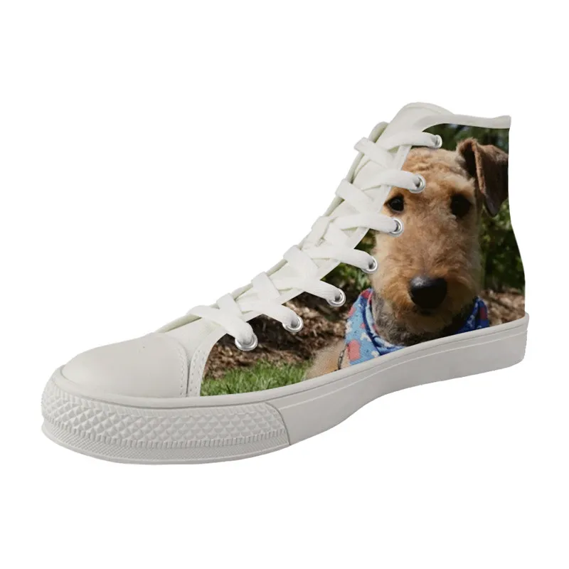 

Women's new casual Airedale Terrier print flat shoes high canvas vogue shoes women canvas shoes women flat shoes woman sneakers