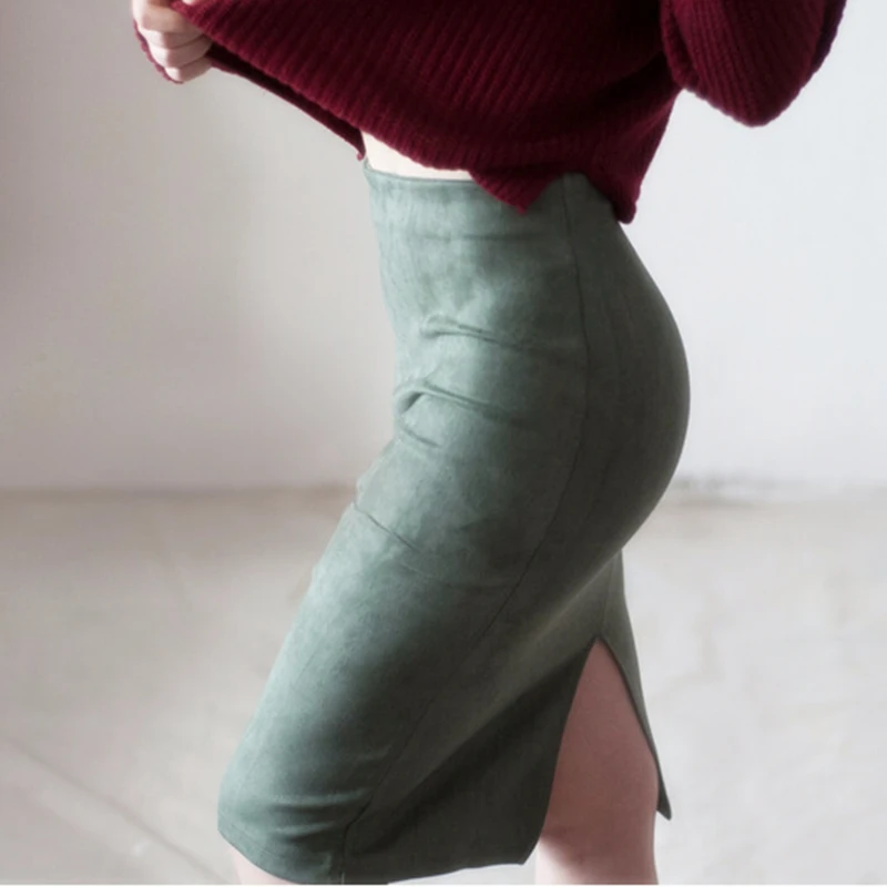 Hot-Sexy-2017-New-Autumn-Pure-Waist-Bag-Hip-Skirt-Imitation-Suede-Split-Slim-High-Quality (2)