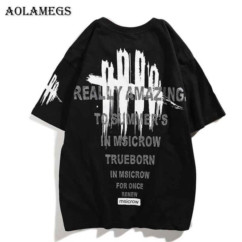 

Aolamegs Men T Shirt Claw Mark Letter Printed Men's Tee Shirts O-neck T Shirt Short Sleeve Fashion High Street Tees Streetwear