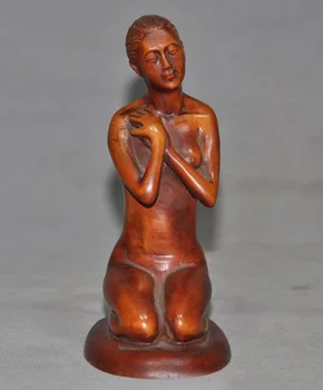 

Christmas Old China Boxwood wood Hand carved Belle beautiful beauty Woman Art Statue Halloween