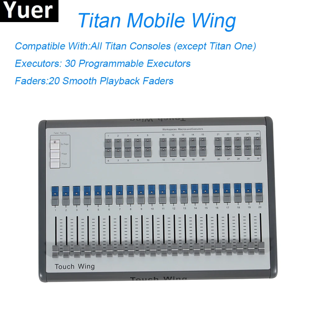 

New Titan Mobile Wing Stage Lighting Controller DMX Console 30 Programmable Executors DJ Disco Stage Effect Lights Controller