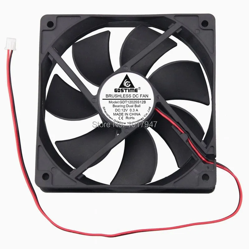 

1 шт. Gdstime 2Pin 12025 12 В 12 см 120 мм x 25 мм двойной шар ПК чехол для компьютера Бесщеточный вентилятор охлаждения постоянного тока