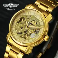 Women Men Luxury Watches 2019 WINNER Auto Mechanical Wristwatch Top Brand Luxury Ladies Skeleton Golden Clock relogio feminino
