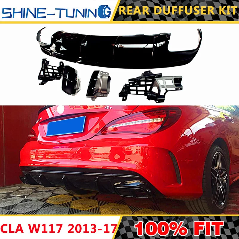 Suitable for CLA class W117 body kit rear diffuser kit 2013 2017 pipes ...