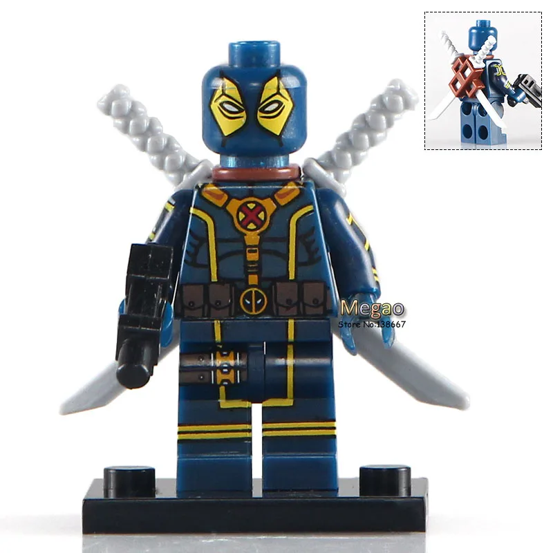 

Building Blocks Single Sale PG194 Blue Deadpool Captain Marvel Super Hero Avengers Action Figure Bricks Kids Toys PG8056