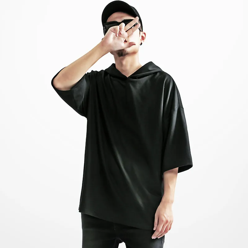 High Street Short Sleeve With Cap Hoodie Men Hip Hop Skateboard Red Strip Sweatshirt Men Justin Bieber Mens Kpop