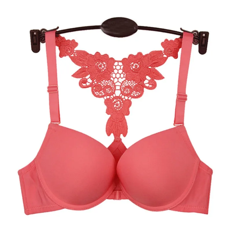 FWomen\\'s Smooth Push Up Bra Embroidered Front Closure Padded Bra