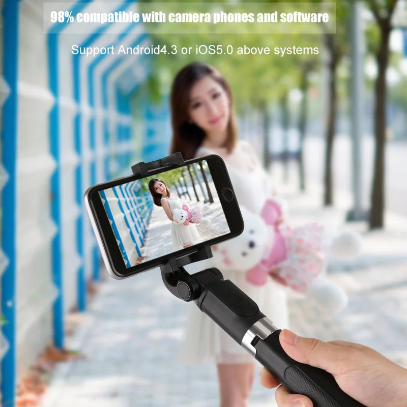 360 Rotation Mini Foldable Tripod 2 in 1 Monopod Selfie Stick Bluetooth Wireless Remote Control Shutter for Xiaomi  Android iOS (1)