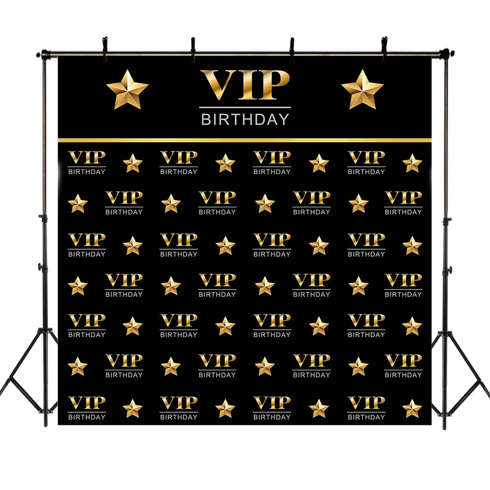 COMOPHOTO Super 16th Birthday Photography Backdrops Gold Step and Repeat Party Decoration Supplies 8x8ft Vinyl Background Photo Booth Studio Backdrop for Pictures