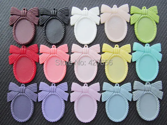 

15 Colors Oval Flatback Resin Bowknot/Bow tie Frame Charm Finding,Filigree Border Base Setting Tray ,for 18x25mm Cabochon/Cameo