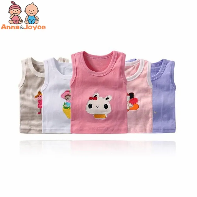 

5pcs/pack Summer New Style Baby Cotton T-shirts Boy Girl Embroidered Cartoon Pattern Beautiful 3-24months